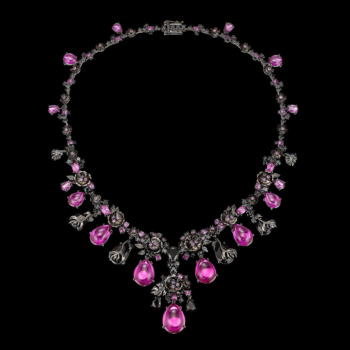 Black Diamond Paradise Necklace, Necklace, Anabela Chan Joaillerie - Fine jewelry with laboratory grown and created gemstones hand-crafted in the United Kingdom. Anabela Chan Joaillerie is the first fine jewellery brand in the world to champion laboratory-grown and created gemstones with high jewellery design, artisanal craftsmanship and a focus on ethical and sustainable innovations.